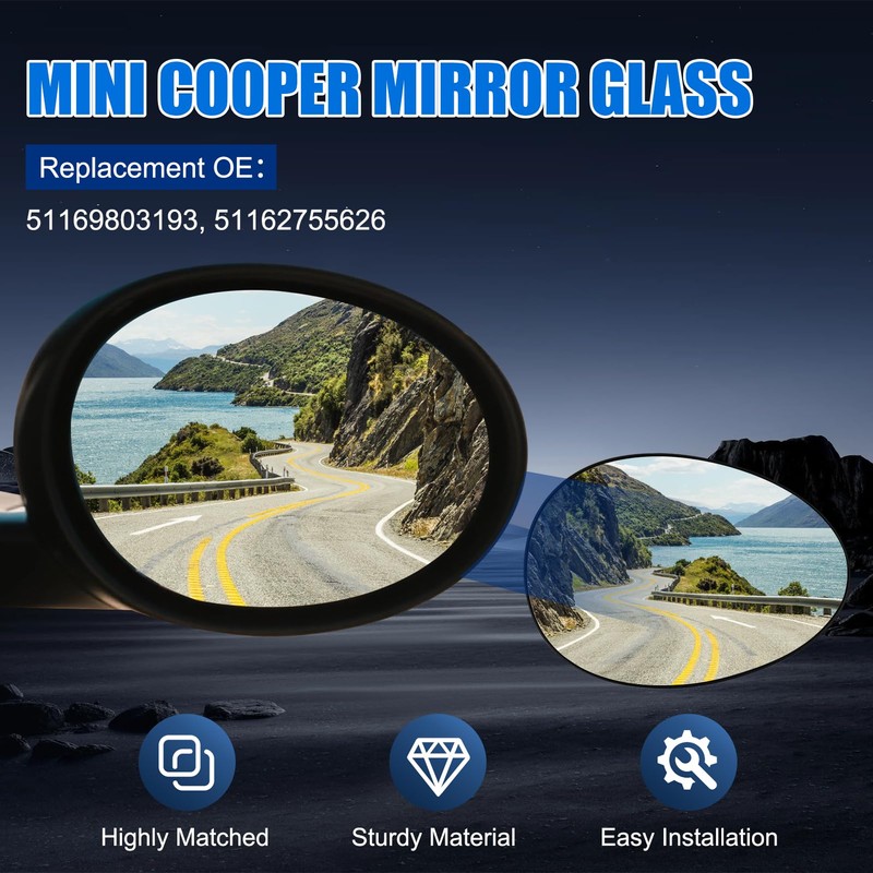 Aritoxy Passenger Side Mirror Glass Replacement Fit for Mini Cooper