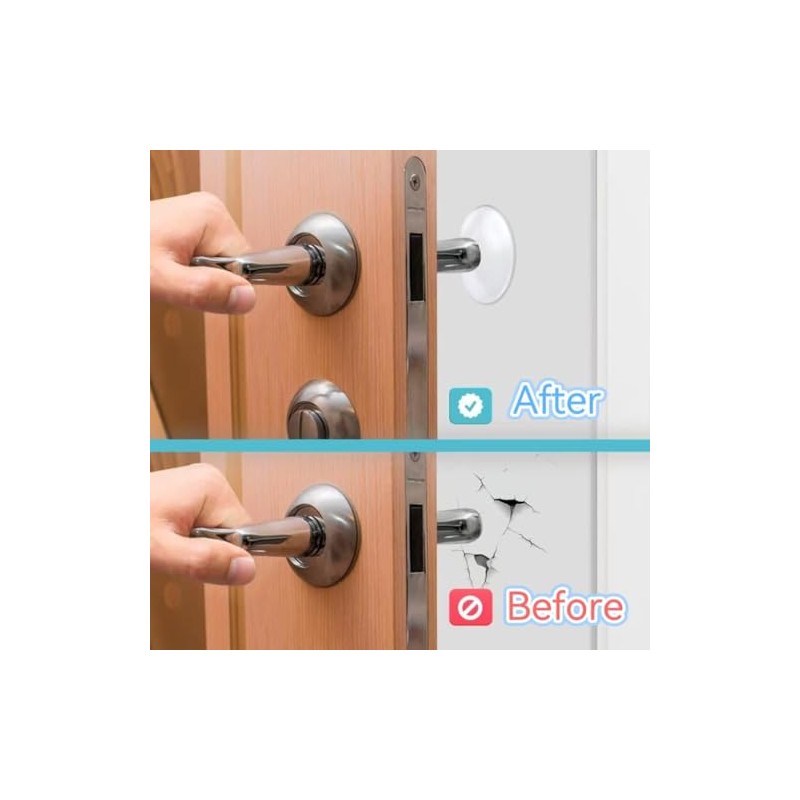 6 Pack 2" Clear Door Stoppers for Wall, Large Round