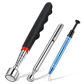 3 Pcs Magnetic Telescoping Pick up Tool with Prong Pickup Tool for Father's Day Gift Extendable 20 lb 3 lb Telescopic Magnet Stick with 4 Claw Metal Grabber Electronic Component Grabber for Bead Gem