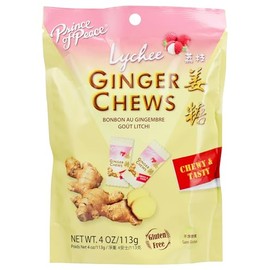 Prince Of Peace Lychee Ginger Chews, Gluten Free, 4 Ounce (Pack of 12)