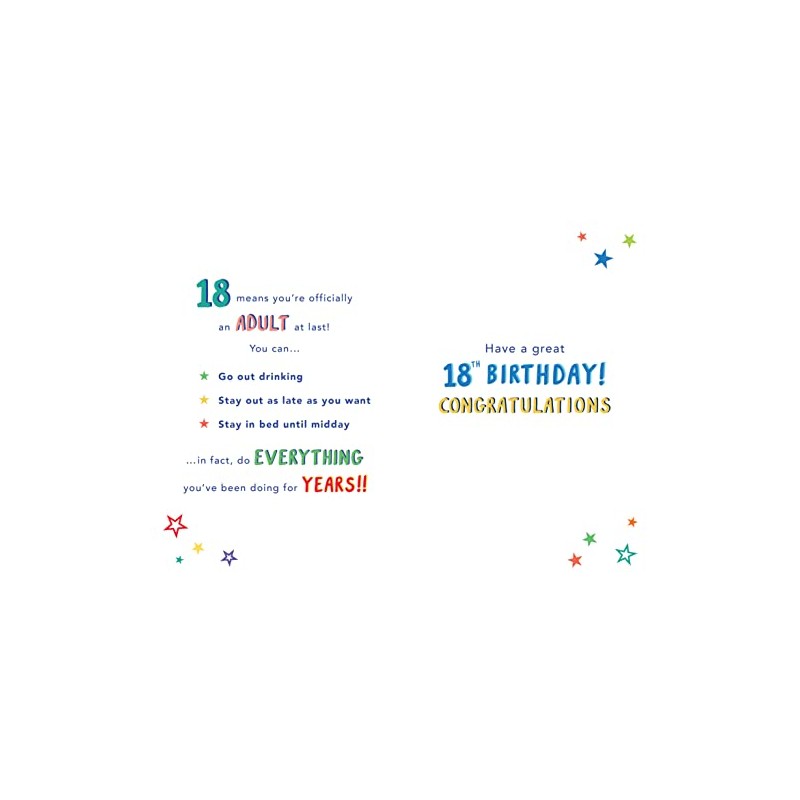 Piccadilly Greetings 18th Birthday Boy Milestone Birthday Card Age 18,