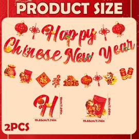 Chinese New Year Decorations 2026 Happy Chinese New Year Banner Lunar Years of The Horse Decoration, Spring Festival Banner Party Supplies Decor Garland for Home Party