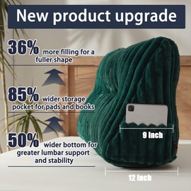 Rycwola Faux Fur Headboard Pillow with 2 Pack Neck Roll Pillow Large Headboard Pillow Soft and Supportive with Removable Cover (Green, Queen)