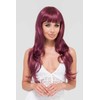 Long purple wig with gold highlights and vintage-style fringe: Melody