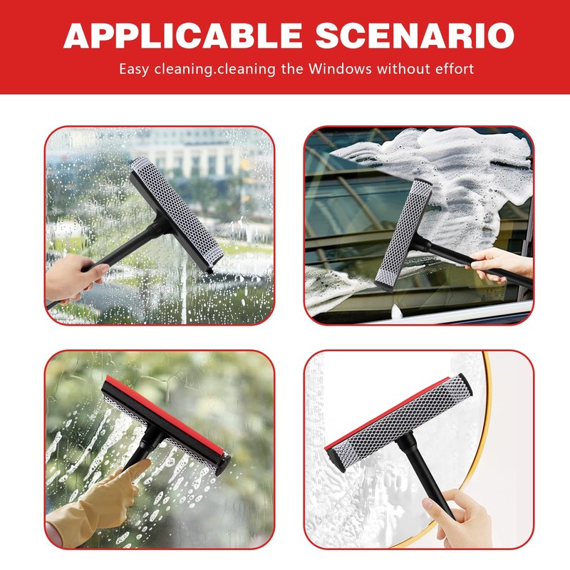 Professional 8.1" 2 in 1 Window Squeegee with 16" Long