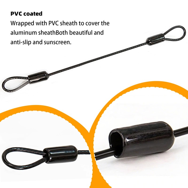 6-Pack Stainless Steel Wire Rope Lanyard Cable Tether Safety Strap