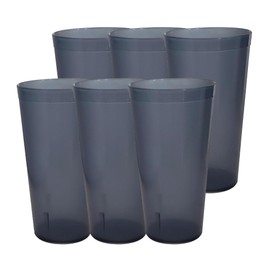 Party Outlaw Gray Plastic Cup Tumblers 6 Pc 16oz Lightweight, Heavy Duty Stackable Cafe Style Plastic Glasses. Reusable & Dishwasher Safe Ice Tea & Water Cupsafe Ice Tea & Water Cups
