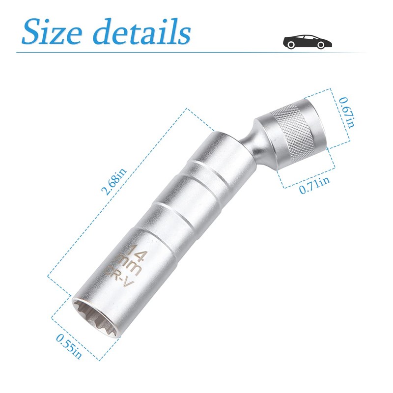 AUCELI Magnetic Spark Plug Socket, 14mm Thin Walled Swivel Socket
