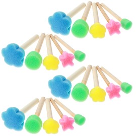 Nogeqi Pack of 20 Sponge Brushes Painting Children Sponge Dab Brush Set Foam Sponges Dab Brush Foam Brush for Painting for DIY Painting Craft Ceramic Tools