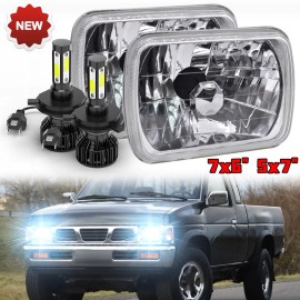 CHUSYYRAY Pair 5x7 7x6 inch LED Headlights Hi-Lo Beam DRL For Nissan Pickup Hardbody D21