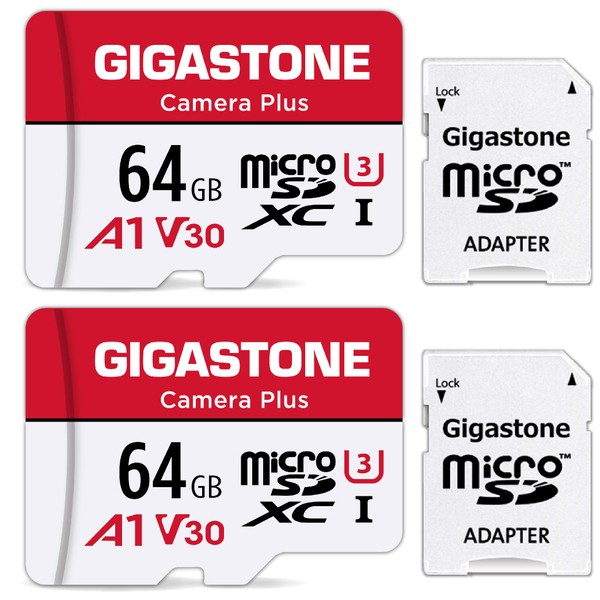 Gigastone Kamera Plus 64GB MicroSDXC Speicherkarte 2er-Pack + SD Adapter,
