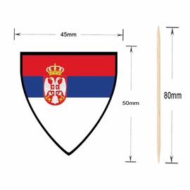 AK Giftshop Serbia Flags Party Food Sticks Picks Cupcakes Decorations Toppers (24 Pack)