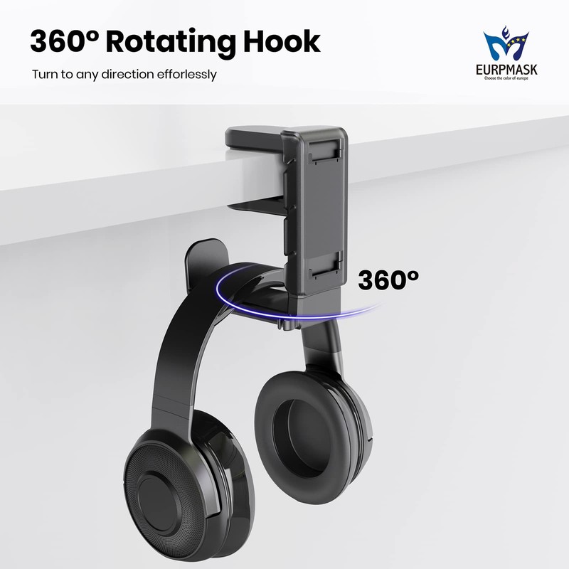 3-in-1 PC Gaming Headset&Controller Holder - EURPMASK Headphone Stand w/Adjustable
