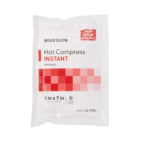 McKesson Hot Compress, Instant Hot Pack, Disposable, 5 in x 7 in, 1 Count, 24 Packs, 24 Total