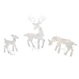 Good Tidings Outdoor Christmas Decoration Display, 3 Piece Reindeer, 50 Lights