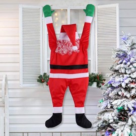 FQQWEE 42.5 Inch Climbing Hanging Santa Claus Decor Outdoor Santa Claus Christmas Hanging Ornaments for Home Door Wall Windows Fireplaces Christmas Santa Claus Decorations