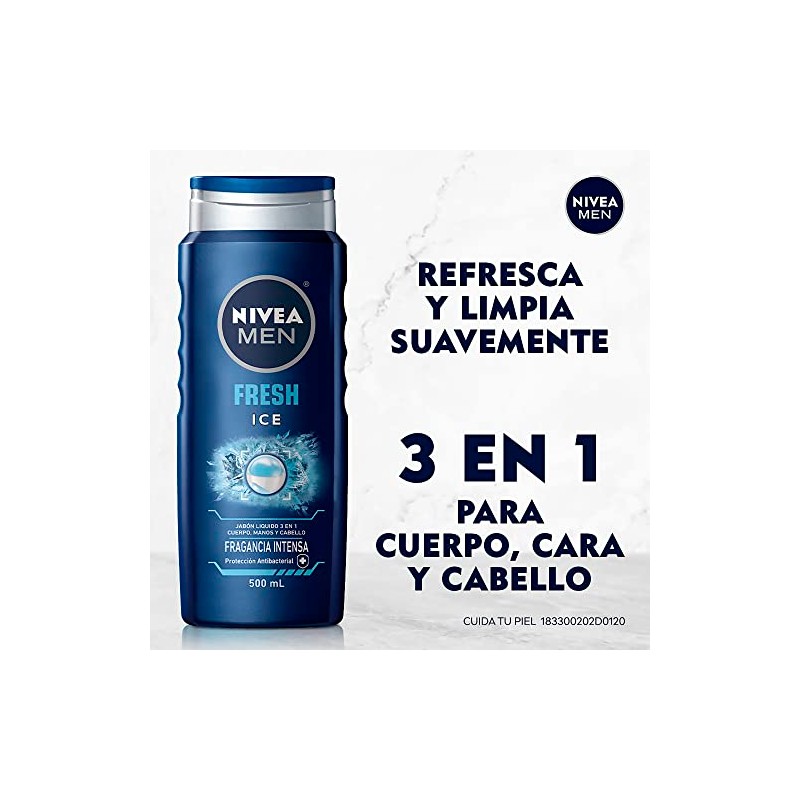 NIVEA MEN Jabón Líquido Corporal 3 en 1 Fresh Ice