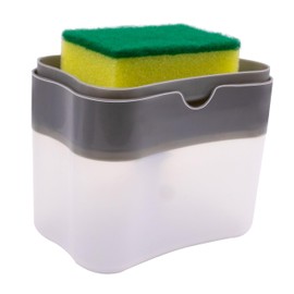 Primasage Spülmittelspender, 2 in 1 Soap Dispenser Nachfüllbare Spülmittelspender Küche Press-on Seifenspenderbox für Die Küche für Haus Küche Waschbecken Hotel Badezimmer(Grau)