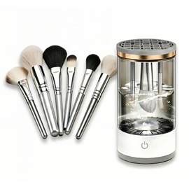 Electric Makeup Brush Cleaner, Automatic Spinner Laundry Washing Machine (Matte white)