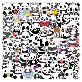 50Pcs Panda Stickers Cute Cartoon Animal Stickers for Kids Teens,Aesthetic Vinyl Stickers for Water Bottle Laptop Skateboard Fridge Desk Bike (Panda)