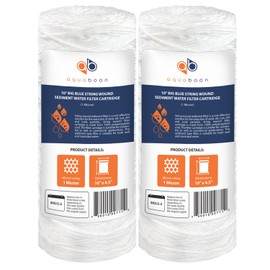 Aquaboon 1 Micron 10" Big Blue String Wound Sediment Water Filter Cartridge | Whole House Sediment Filtration | Compatible with 84637, WPX5BB97P, PC10, 355214-45, 355215-45, WP10BB97P WP5BB97P 2-Pack