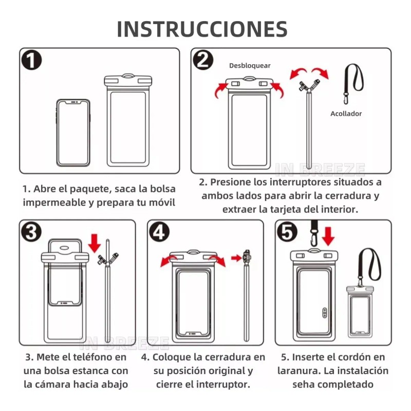 2pz Funda Bolsa Protectora Impermeable Para Teléfono Móvil