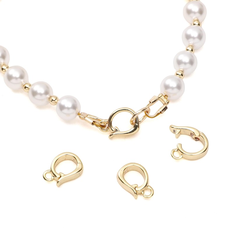 18K Gold Plated Pearl Removable Clasps 7x10mm Hole Ring Size