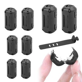 Ferrite Core Interference Filter Ferrite Filter, Ferrite Ring, Sheath Wave Filter, Ferrite Toroidal Core Cable Clip, Ferrite Toroidal Core, Ferrite Cores for Cables, Folding Ferrite Ferrite Core, Anti-Interference (Black x 8 Pieces)