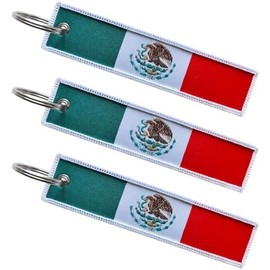 Paquete de 3 llaveros con bandera brasileña de México con llavero, llaves, coches, motocicletas, mochilas, equipaje y regalos, EDC