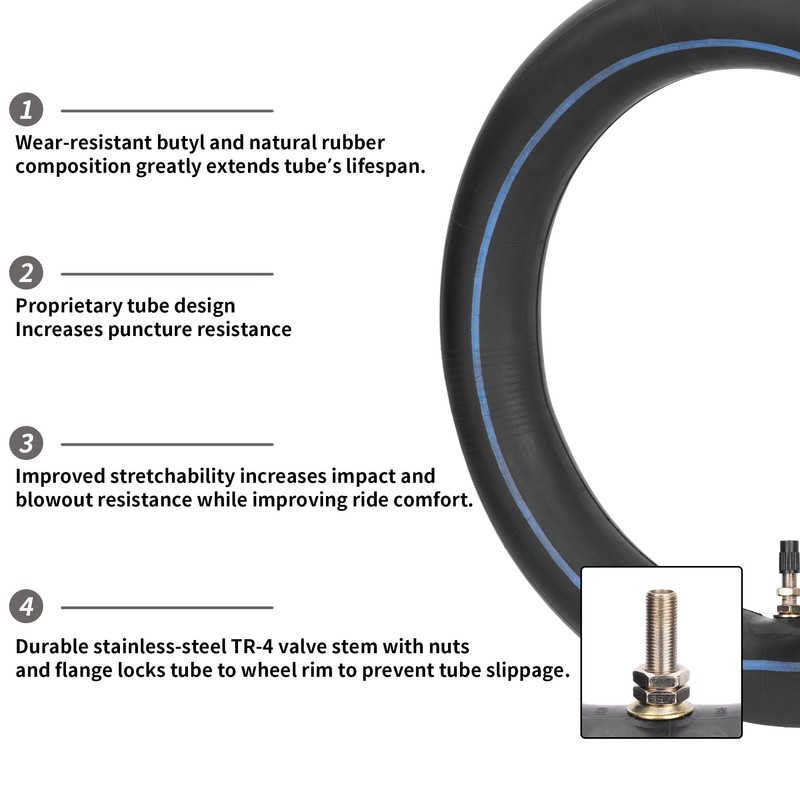 2.50-10 2.75-10 Inner Tube with Straight Valve Stem Compatible with