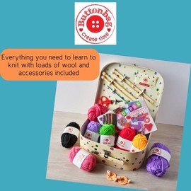 Bumper Knitting & Crochet Craft Kit by Buttonbag - Learn to Knit & Crochet - Kids Crafts kit - Suitable for All Levels with Full Instructions - Childrens Craft Kit with Gift Suitcase