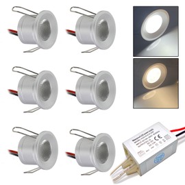 kpslucerna Small LED Spotlight, Pack of 6, 12V 2W Spot LED Recessed Ceiling Light for Kitchen, Stairs, Cabinet, Hallway, DIY Lighting, Showcase, Cabinet, Downlight (Warm White)
