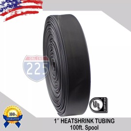225FWY 1" 100 FT. 100' Feet BLACK 25mm Polyolefin 2:1 Heat Shrink Tubing Tube Cable US