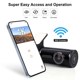 Hilitand Dash CAM Delantero y Trasero, Cámara de Tablero 4K para Autos con Visión Nocturna, Estacionamiento 24 Horas, WDR, Grabación en Bucle, Sensor G, Pantalla de 1.47 Pulgadas, Lente