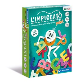 Clementoni - L'Impiccato Versione Tascabile, Mazzo di 100 Carte, per Bambini 6+ Anni e Adulti, Gioco da Tavolo in Formato da Viaggio, 2 Giocatori, Idea Regalo, Made in Italy, Lingua Italiana, 16297