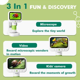 OUTACT Digital Microscope for Kids,4.3" HD Screen Portable Microscope with 8 LED Lights,Educational STEM Science Toys with 8G SD Card for Photo/Video,Birthday Gifts for Boys Girls