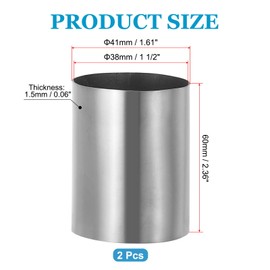 PATIKIL 1 1/2" (38mm) ID Straight Pipe Fitting, 2pcs 304 Stainless Steel Coupling Metal Tube Connector Adapter for Irrigation Water Pipelines, DIY, 60mm Long