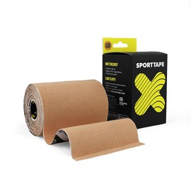 SPORTTAPE Extra Wide Kinesiology Tape 10cm x 5m - Beige | Extra Sticky, Waterproof, Hypoallergenic | Wide Sports Tape, Physio Tape for Muscle Injury & Lower Back | Uncut - Single Roll