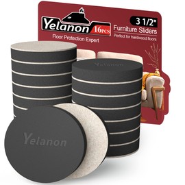 Yelanon Furniture Sliders - 16 pcs-3 1/2” Roound Furniture Sliders for Hardwoods Floors, Heavy Duty Furniture Movers Sliders, Reusable Furniture Moving Pads, Floor Protectors for Carpet