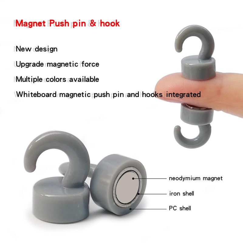 JINGZHAN 12 Pcs Mini Magnetic Hooks Black Small Magnet Cute