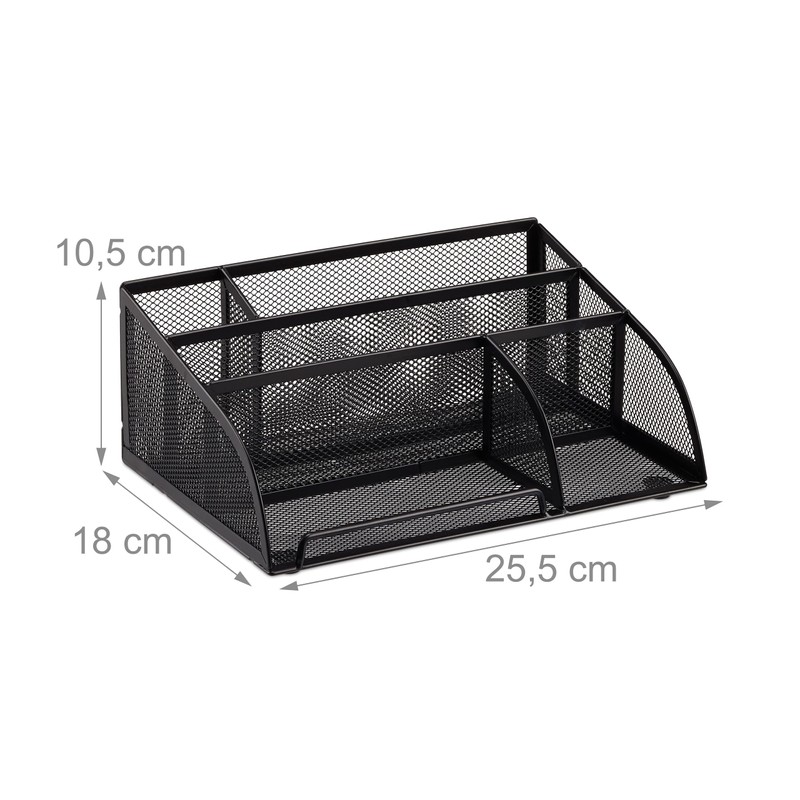 Relaxdays Desk Organizer, Metal Black, 18 x 25.5 x 10.5