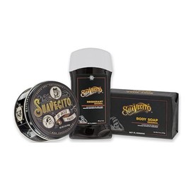 Suavecito- Paquete de elementos esenciales con aroma exclusivo de pomada: pomada para peinar el cabello a base de aceite, desodorante sin aluminio, Mo