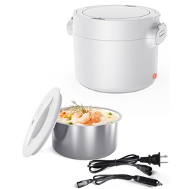 CDBEEE Electric Lunch Box for Adults,100W Heated Lunch Box 12/24/110V Lunch Warmer Leakproof,33Oz Portable Food Warmer for Work,Travel, home,Office,On-the-Go,Lonchera Eléctrica Portátil (White)