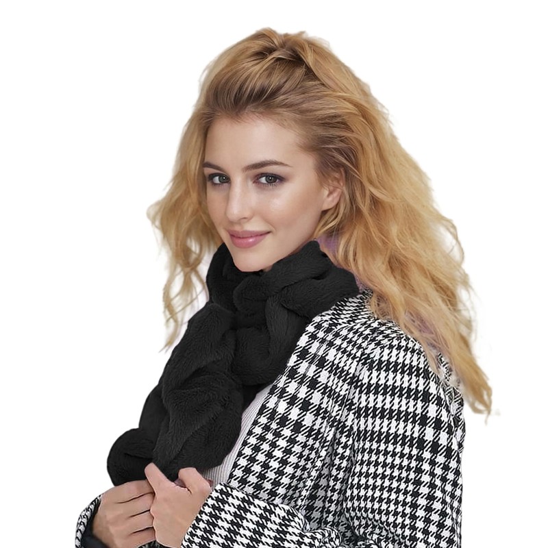 Lina & Lily Elastic Ruffle Faux Fur Women's Winter Pull-through