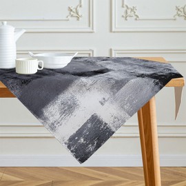 Tablecloth 100 x 100 cm Black Medium Runner Modern Art Painting Tablecloths Short Linen Table Decoration Washable Decoration Aesthetic Tablecloth for Autumn Party Weddings Holidays Birthday