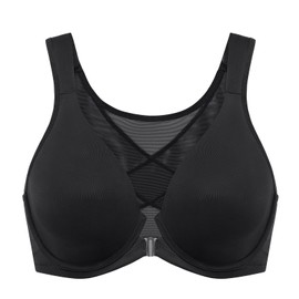 Delimira Women's Front Fastening Bras Posture Plus Size Underwire Unlined Plunge Back Support Seamless Bra Black 40D