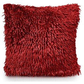 Intimates Modern Shaggy Chenille Soft Loops Luxury Cushion Cover (Red)
