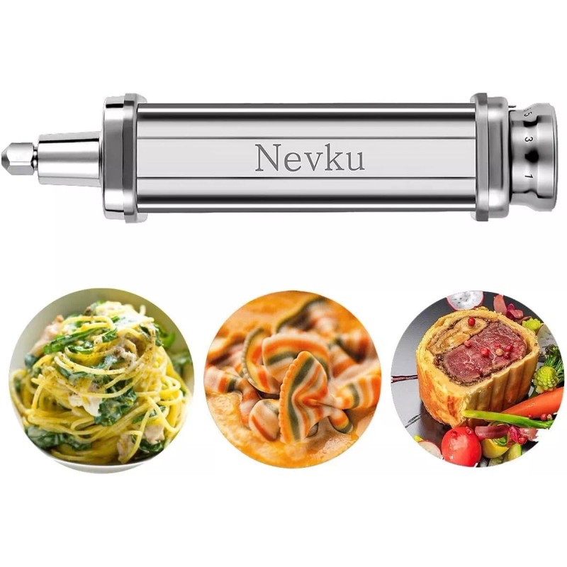 Nevku Pasta Roller Sheet Attachment for KitchenAid Stand Mixer, Stainless