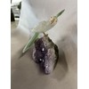 Cockatoo Crystal Quartz, Hand Carved Decorative Bird Stone with Amethyst