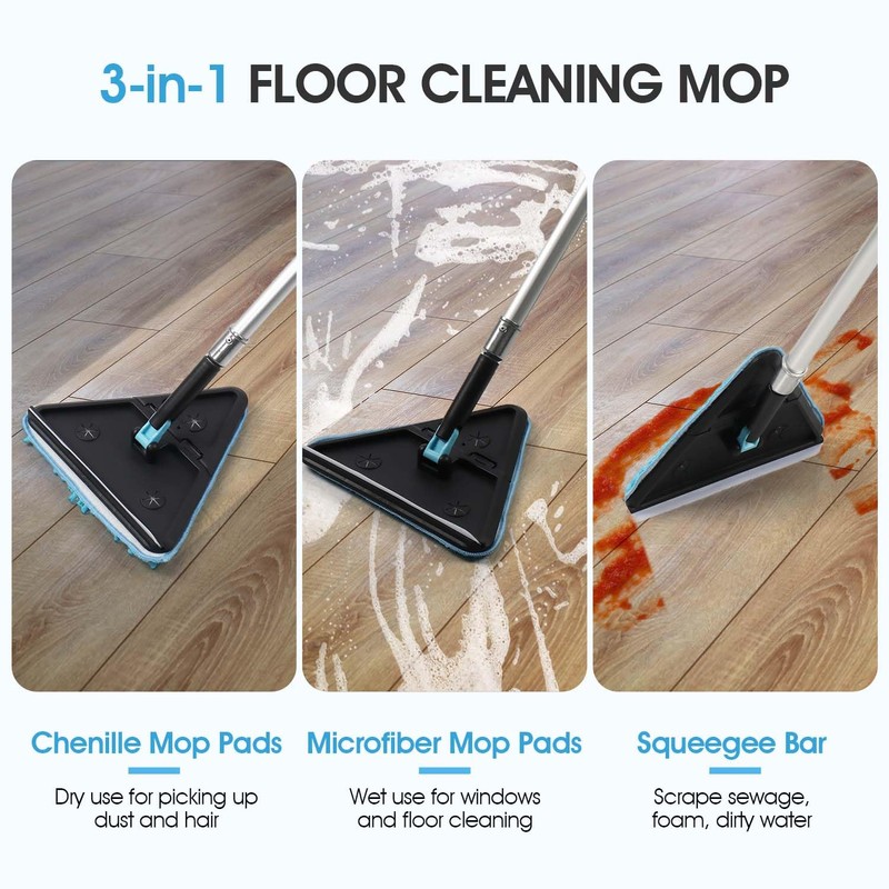 CXU 90° Foldable Baseboard Wall Cleaner Mop, Cobweb Duster, Window